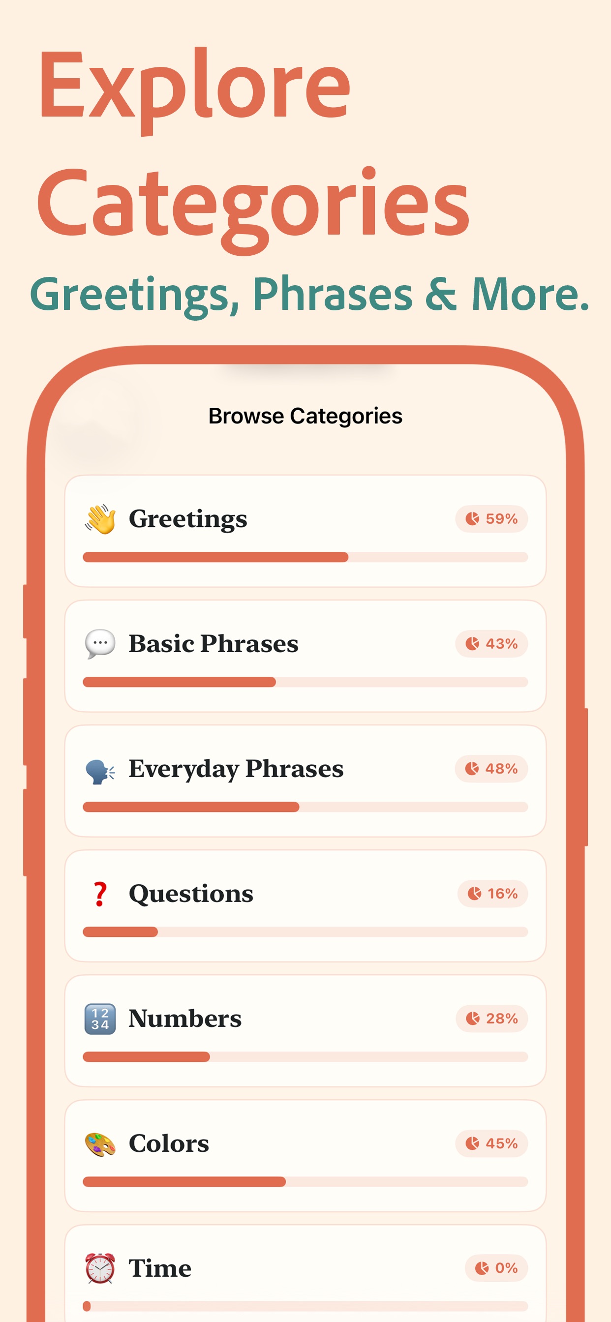 Vocabito practice mode with example sentences